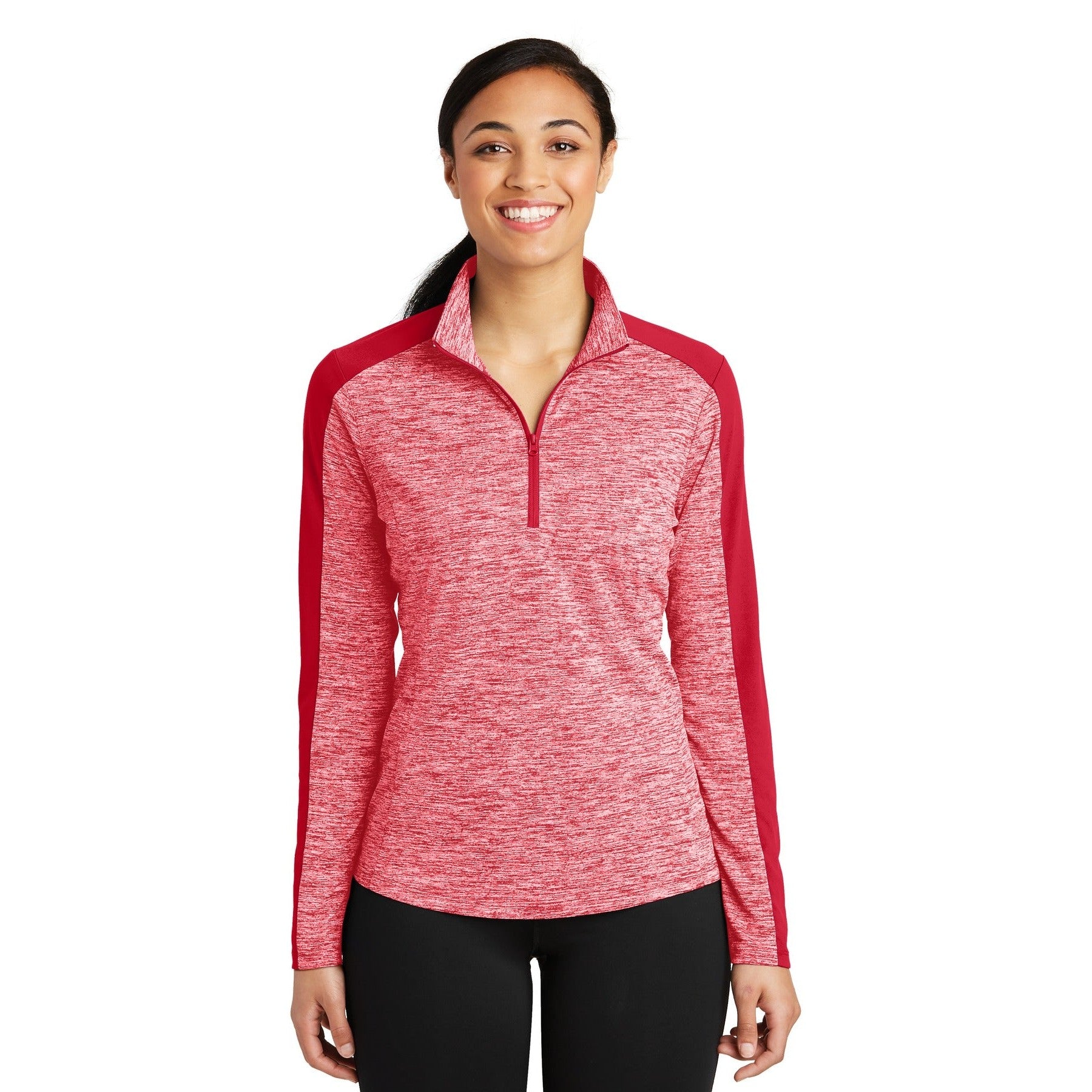 Sport-Tek-Sport-Tek® Women's PosiCharge® Electric Heather Colorblock 1/4-Zip Pullover. LST397-MedTech-2