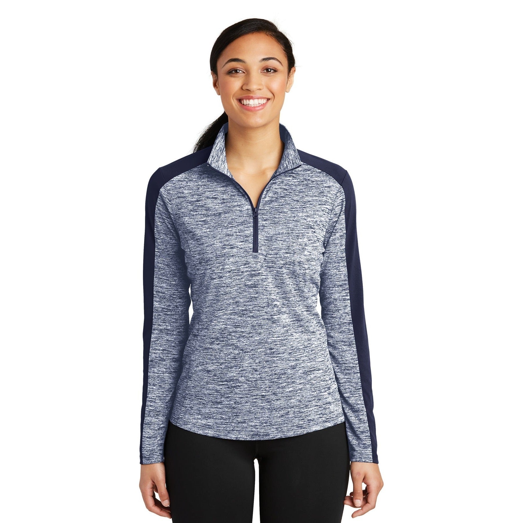 Sport-Tek-Sport-Tek® Women's PosiCharge® Electric Heather Colorblock 1/4-Zip Pullover. LST397-MedTech-4