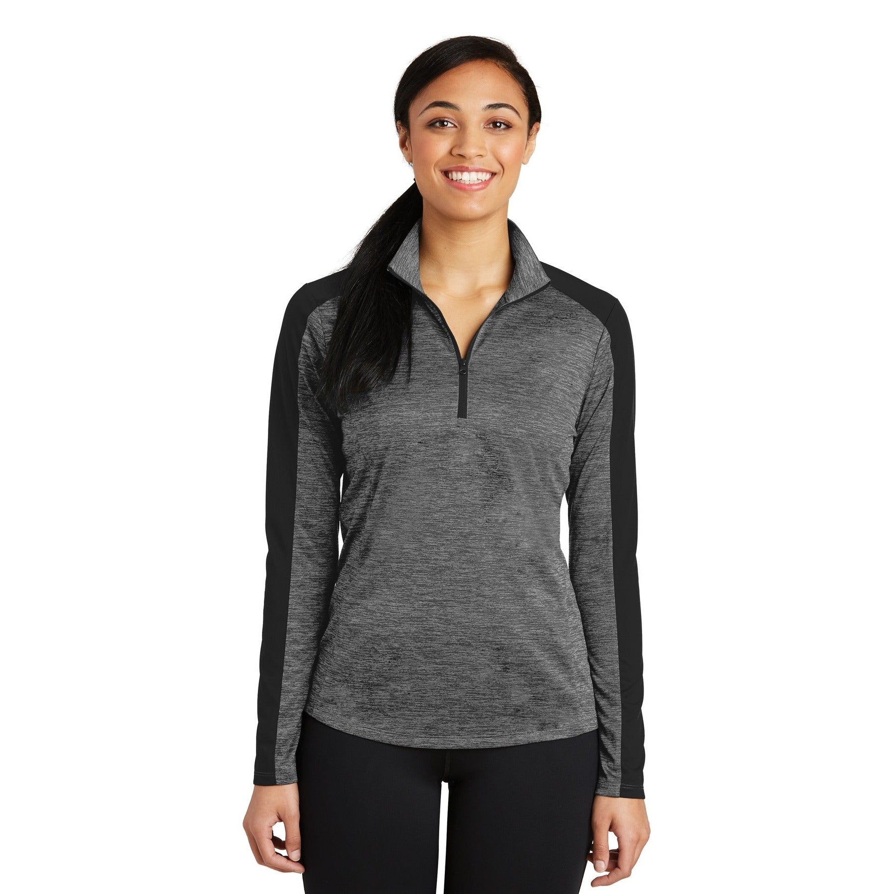 Sport-Tek-Sport-Tek® Women's PosiCharge® Electric Heather Colorblock 1/4-Zip Pullover. LST397-MedTech-3