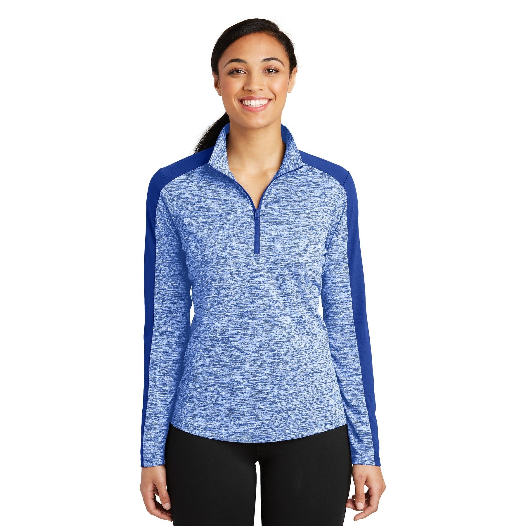 Sport-Tek-Sport-Tek® Women's PosiCharge® Electric Heather Colorblock 1/4-Zip Pullover. LST397-MedTech-5