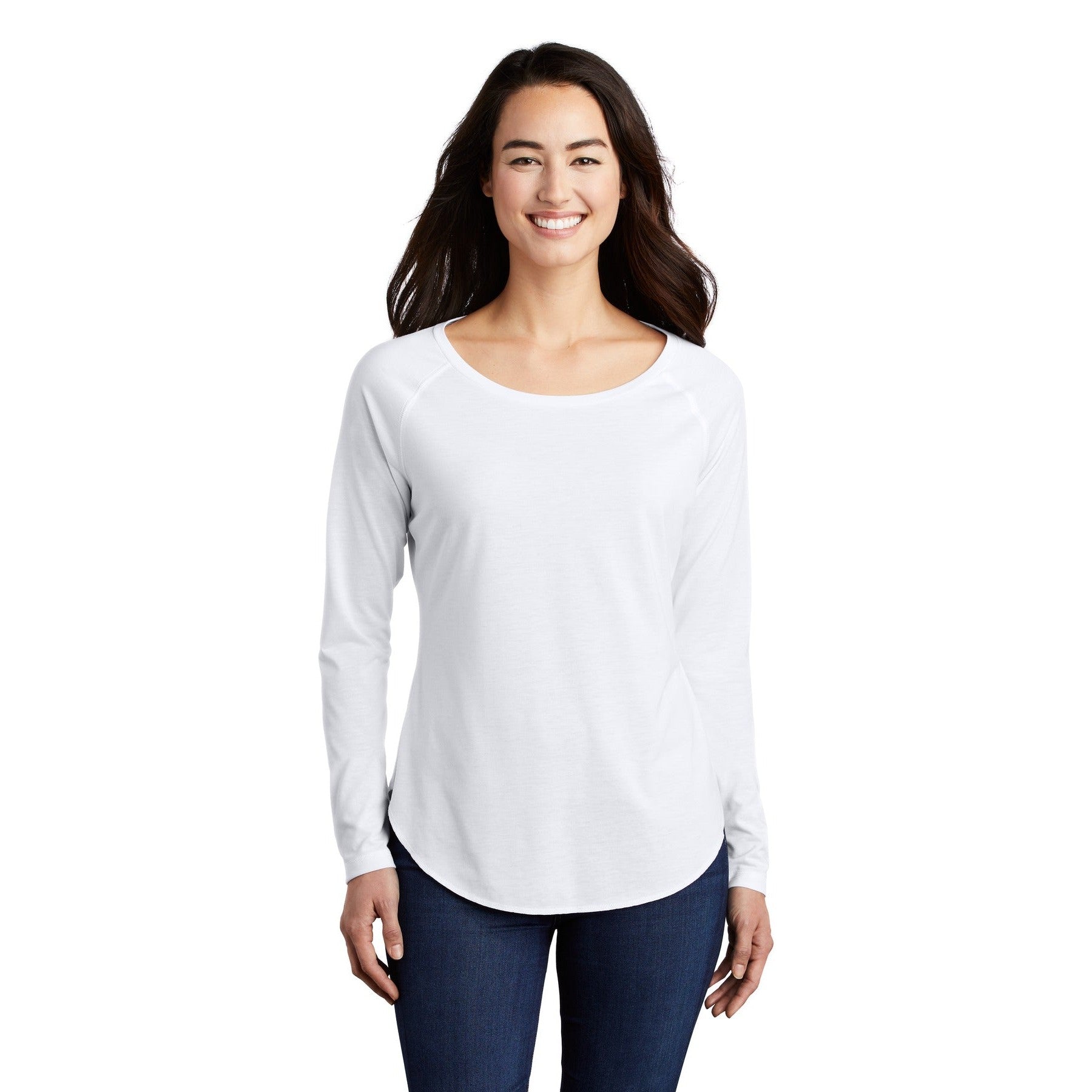 Sport-Tek-Sport-Tek ® Women's PosiCharge ® Long Sleeve Tri-Blend Wicking Scoop Neck Raglan Tee LST400LS-MedTech-11