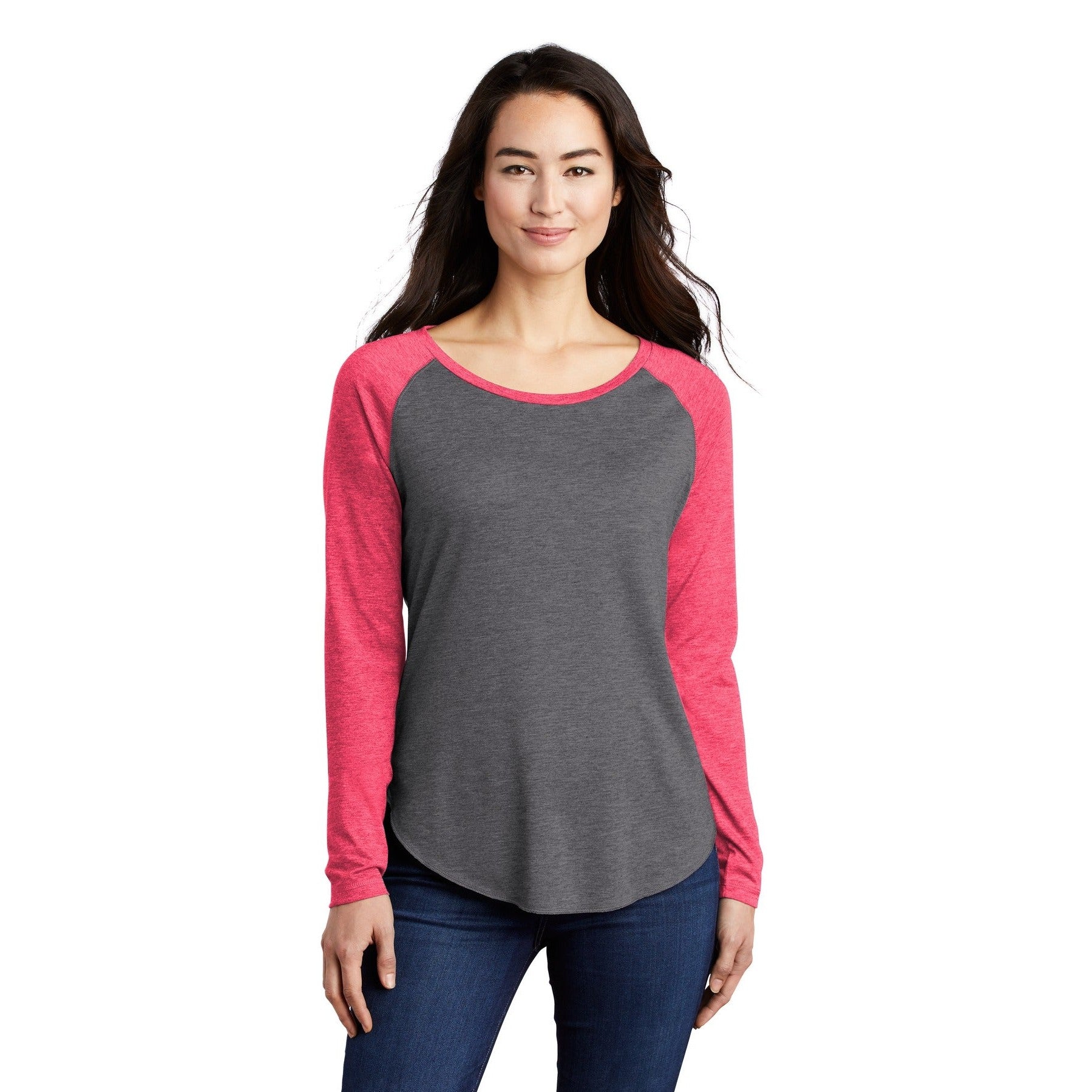 Sport-Tek-Sport-Tek ® Women's PosiCharge ® Long Sleeve Tri-Blend Wicking Scoop Neck Raglan Tee LST400LS-MedTech-5