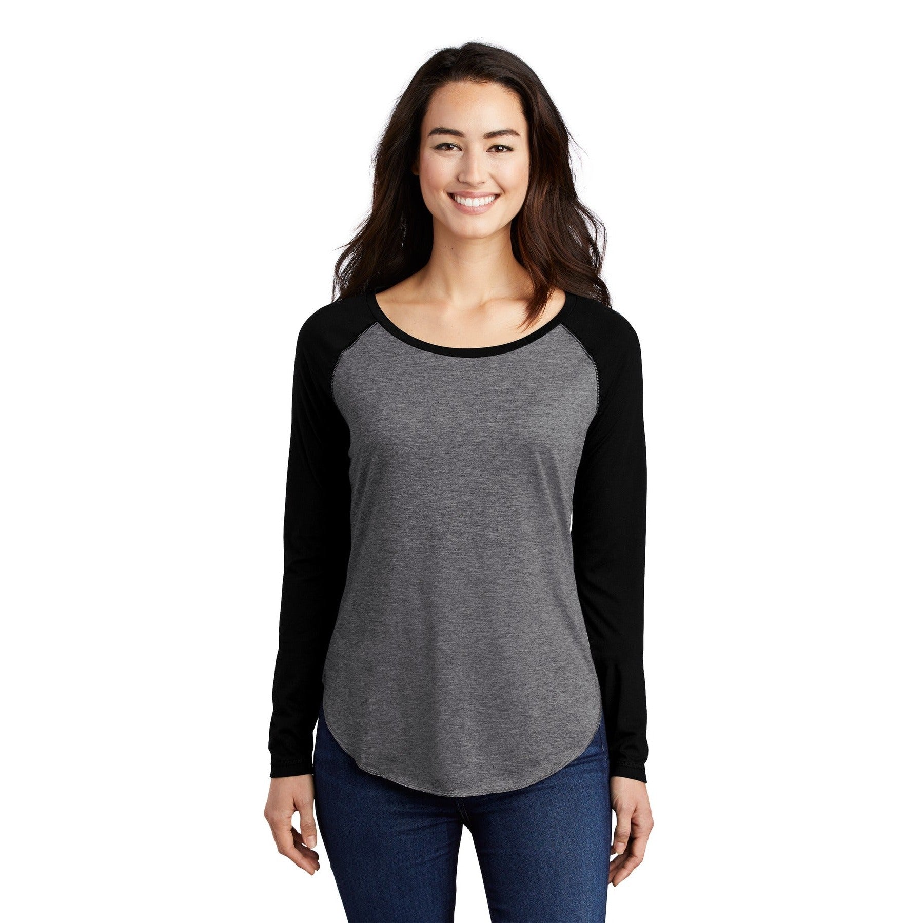 Sport-Tek-Sport-Tek ® Women's PosiCharge ® Long Sleeve Tri-Blend Wicking Scoop Neck Raglan Tee LST400LS-MedTech-2