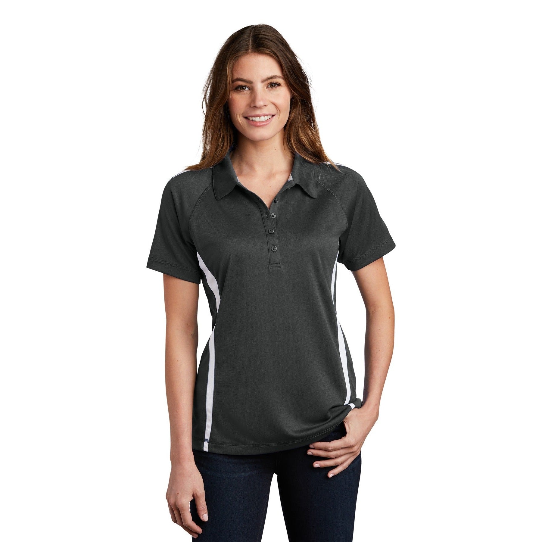Sport-Tek-Sport-Tek® Women's PosiCharge® Micro-Mesh Colorblock Polo. LST685-MedTech-3