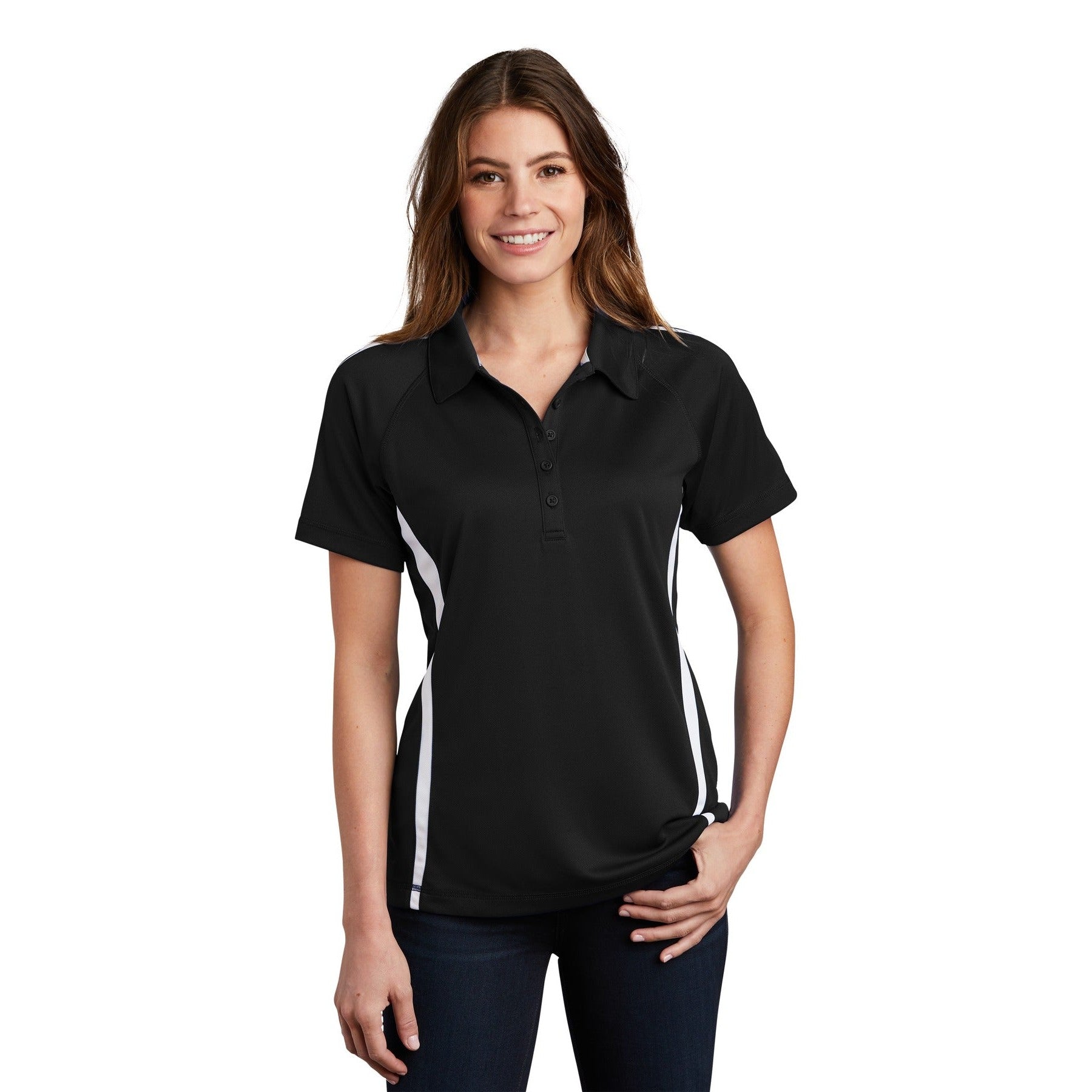 Sport-Tek-Sport-Tek® Women's PosiCharge® Micro-Mesh Colorblock Polo. LST685-MedTech-2