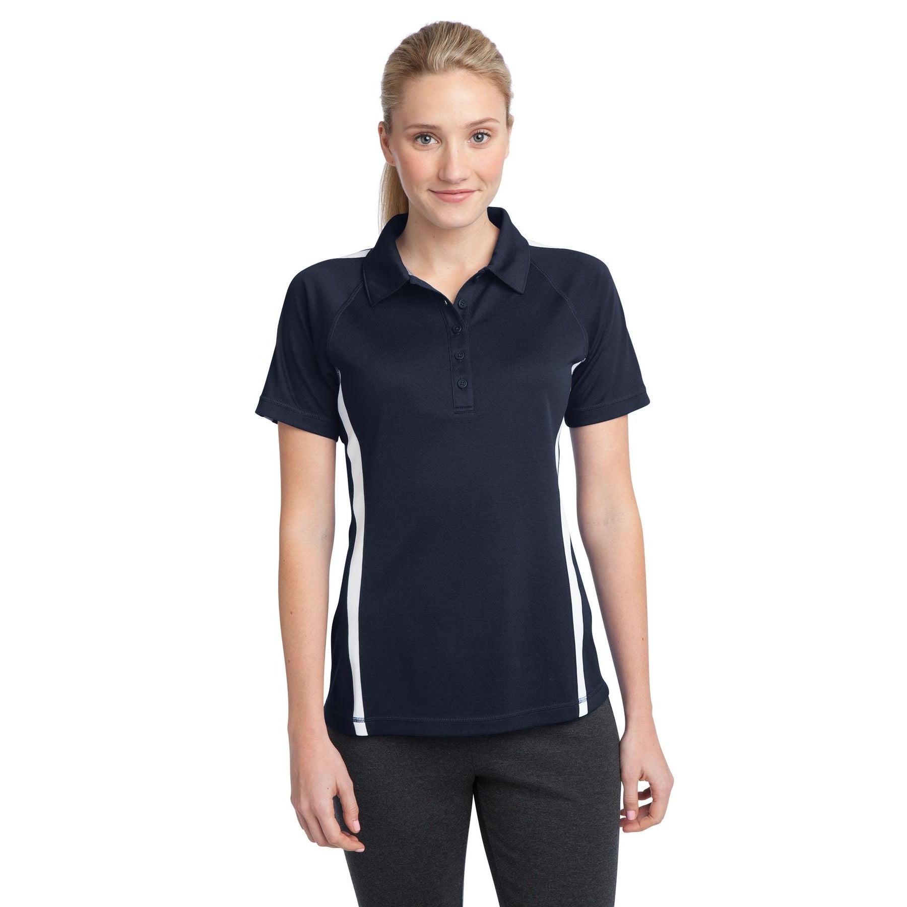 Sport-Tek-Sport-Tek® Women's PosiCharge® Micro-Mesh Colorblock Polo. LST685-MedTech-4
