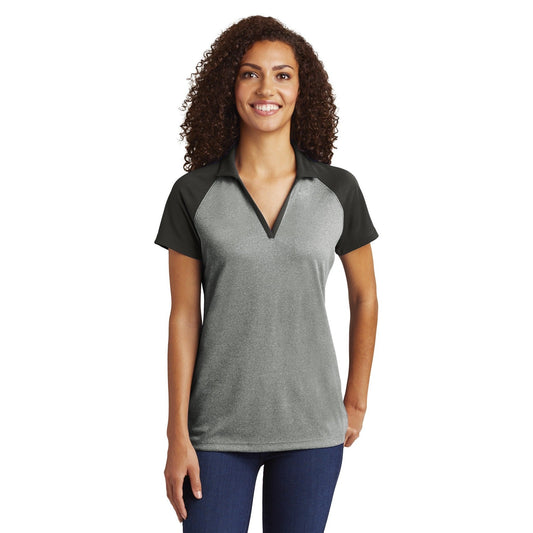Sport-Tek-Sport-Tek ® Women's PosiCharge ® RacerMesh ® Raglan Heather Block Polo. LST641-MedTech-1