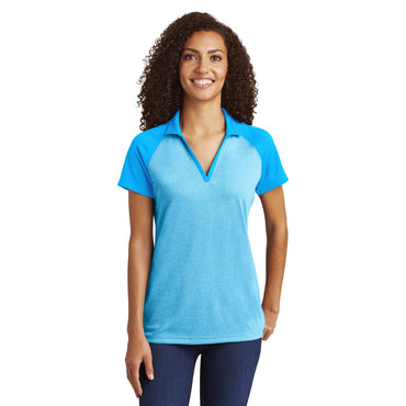 Sport-Tek-Sport-Tek ® Women's PosiCharge ® RacerMesh ® Raglan Heather Block Polo. LST641-MedTech-2