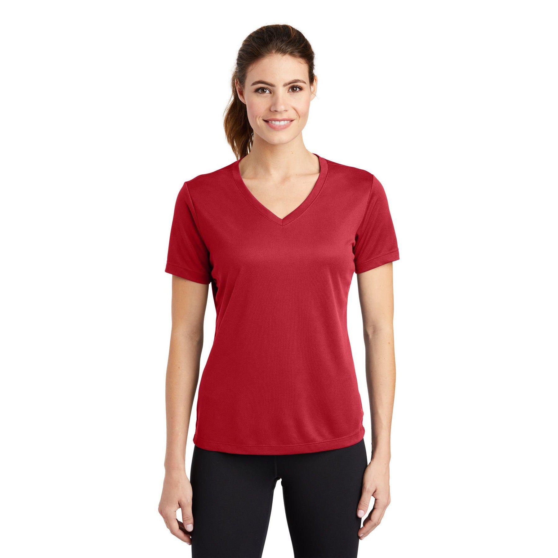 Sport-Tek-Sport-Tek® Women's PosiCharge® RacerMesh® V-Neck Tee. LST340-MedTech-9