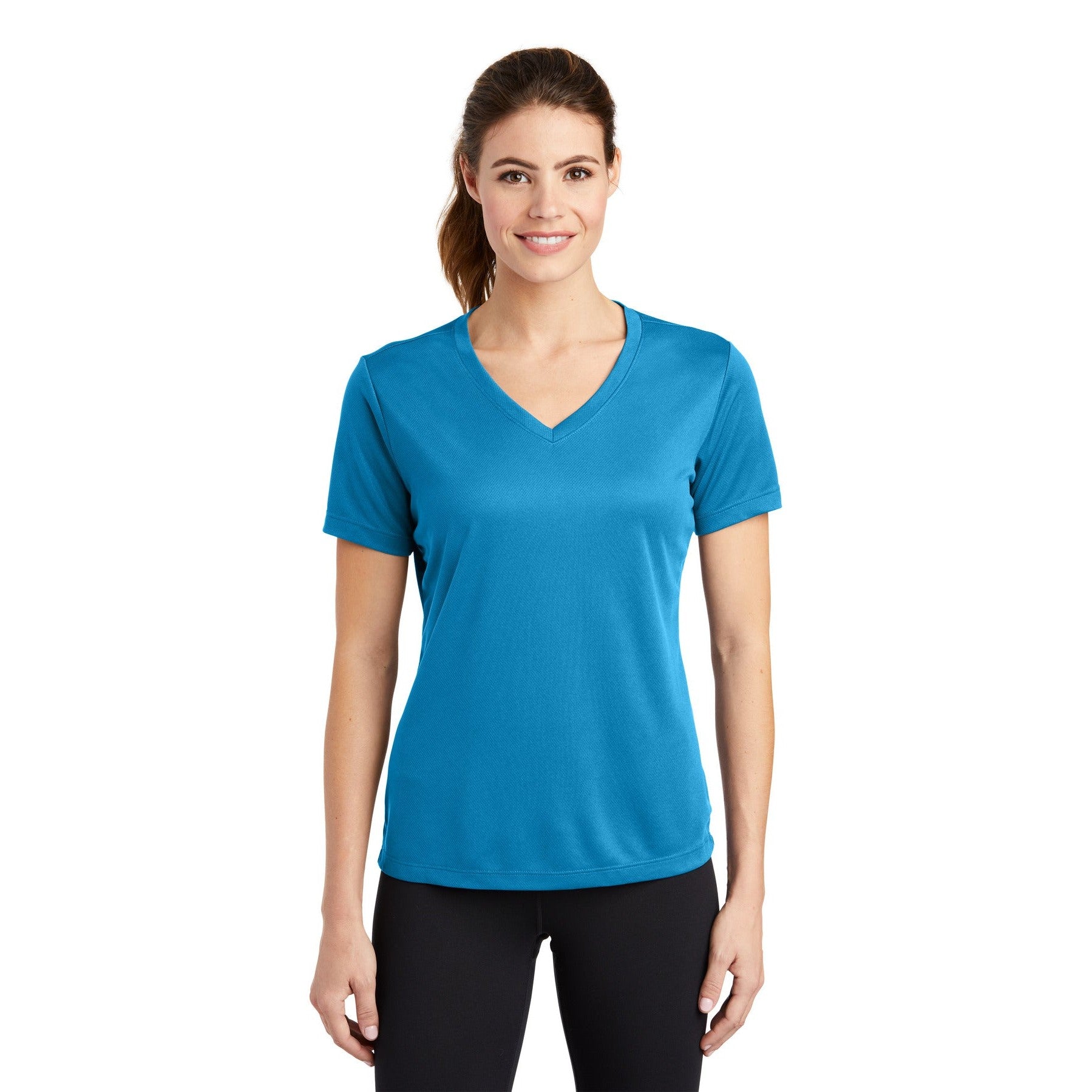 Sport-Tek-Sport-Tek® Women's PosiCharge® RacerMesh® V-Neck Tee. LST340-MedTech-6