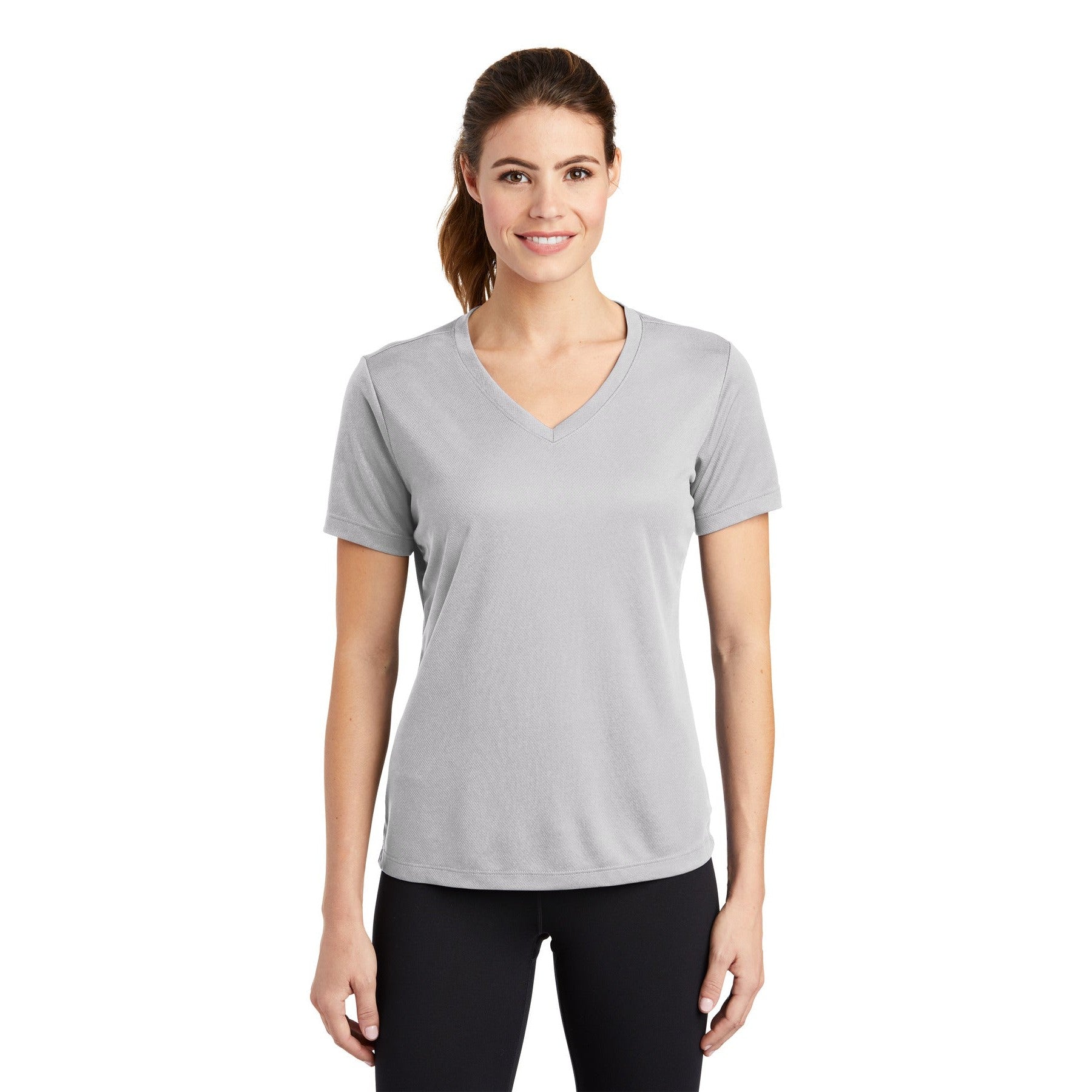 Sport-Tek-Sport-Tek® Women's PosiCharge® RacerMesh® V-Neck Tee. LST340-MedTech-7