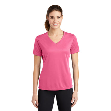 Sport-Tek-Sport-Tek® Women's PosiCharge® RacerMesh® V-Neck Tee. LST340-MedTech-2
