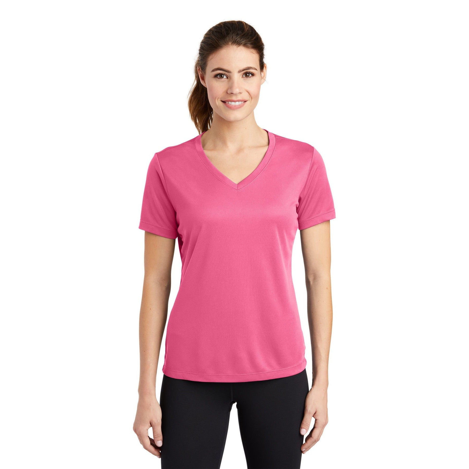 Sport-Tek-Sport-Tek® Women's PosiCharge® RacerMesh® V-Neck Tee. LST340-MedTech-2