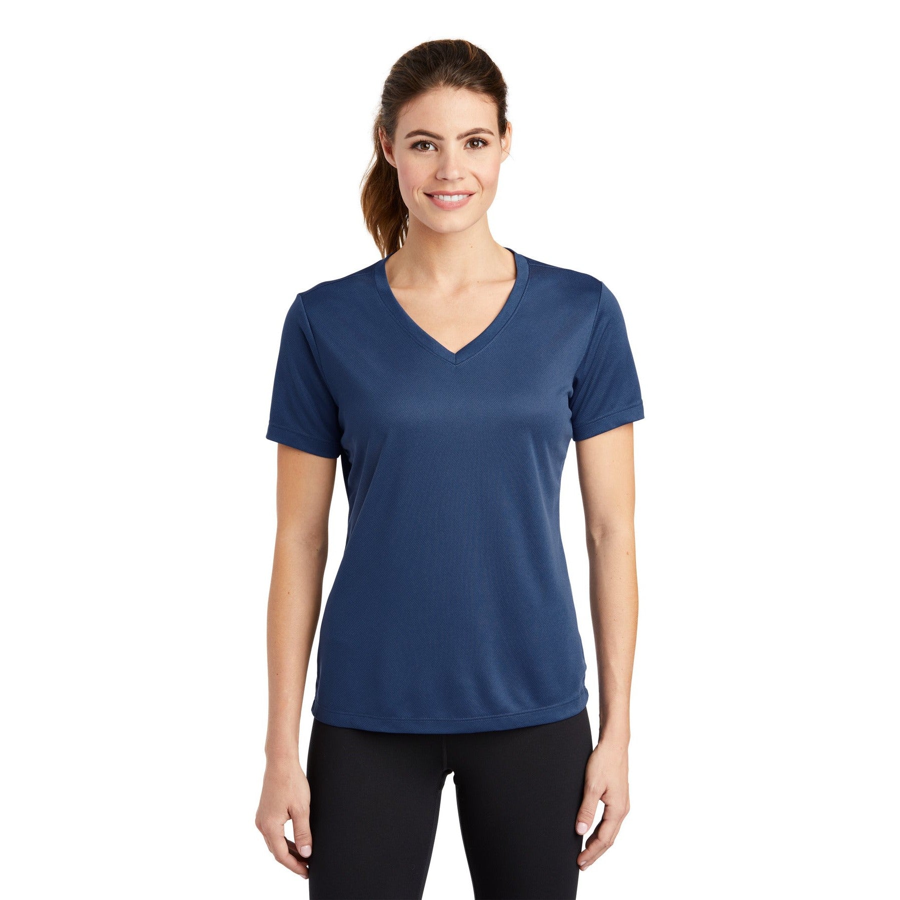 Sport-Tek-Sport-Tek® Women's PosiCharge® RacerMesh® V-Neck Tee. LST340-MedTech-3