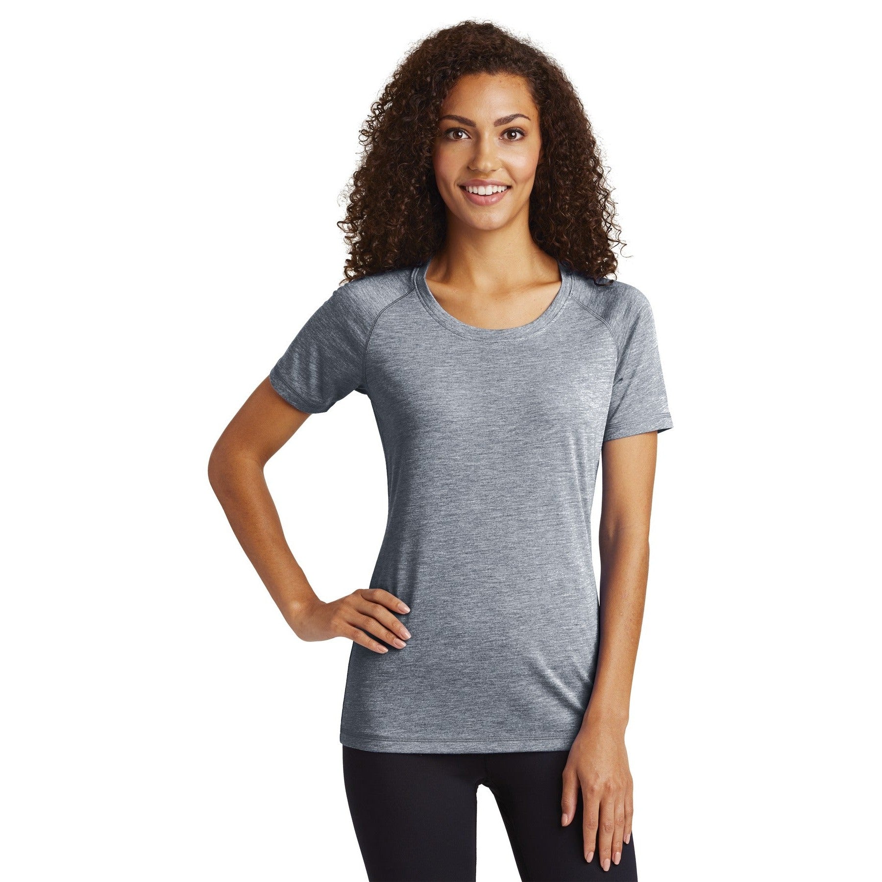 Sport-Tek-Sport-Tek ® Women's PosiCharge ® Tri-Blend Wicking Scoop Neck Raglan Tee. LST400-MedTech-8