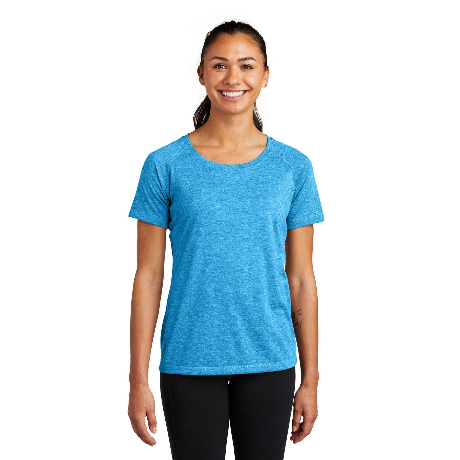 Sport-Tek-Sport-Tek ® Women's PosiCharge ® Tri-Blend Wicking Scoop Neck Raglan Tee. LST400-MedTech-7