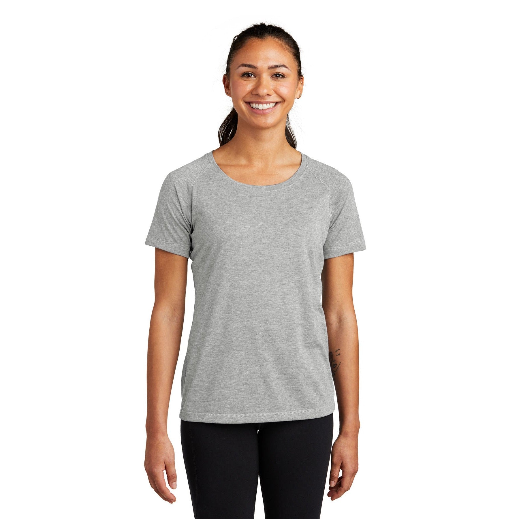 Sport-Tek-Sport-Tek ® Women's PosiCharge ® Tri-Blend Wicking Scoop Neck Raglan Tee. LST400-MedTech-5
