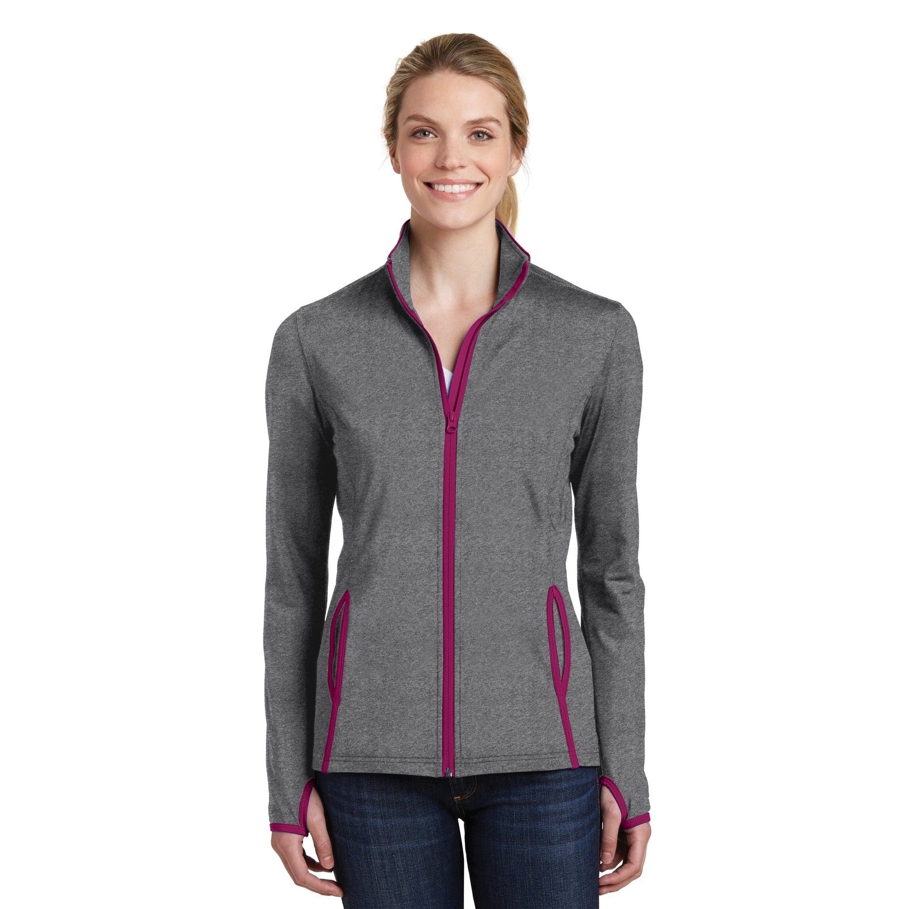 Sport-Tek-Sport-Tek® Women's Sport-Wick® Stretch Contrast Full-Zip Jacket. LST853-MedTech-7