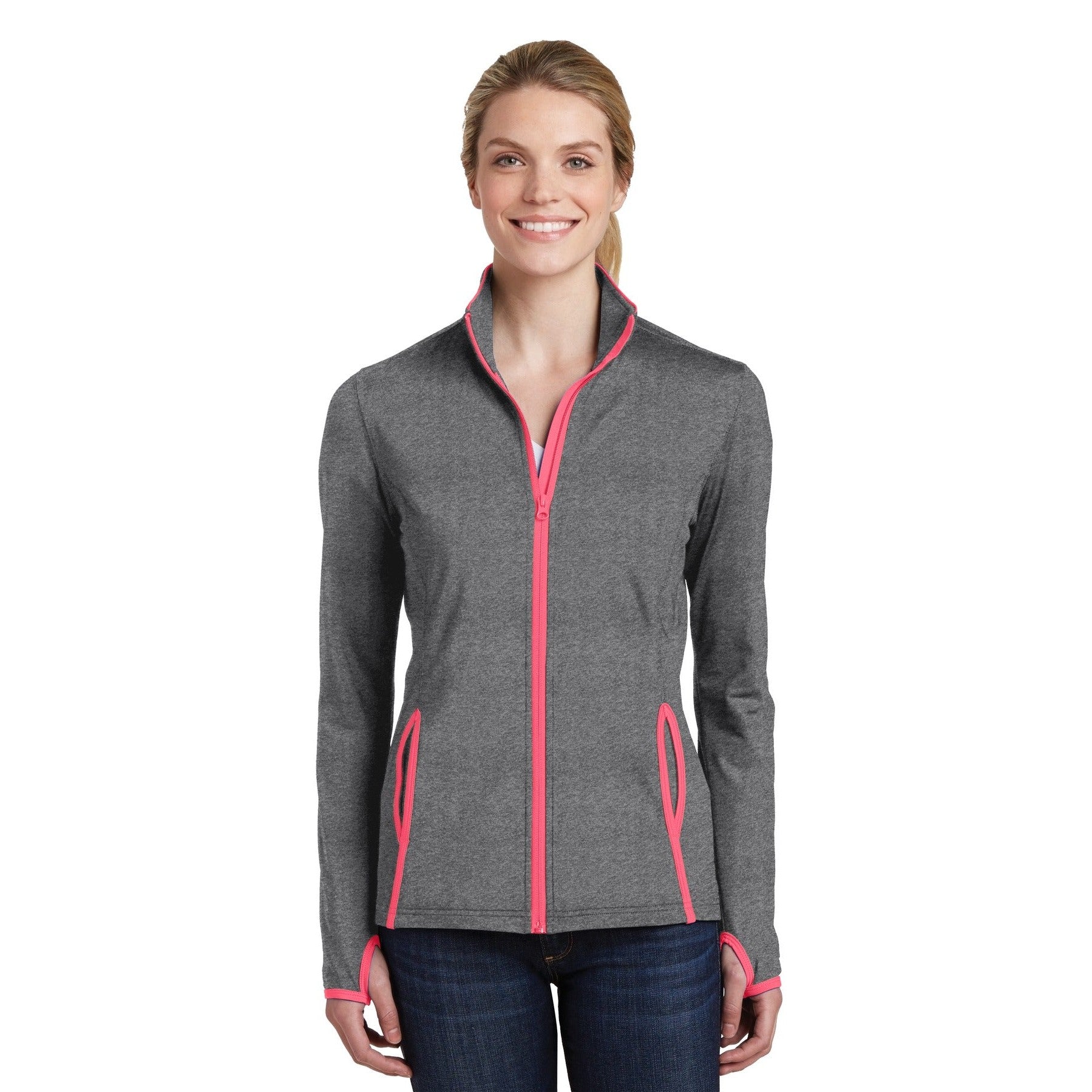 Sport-Tek-Sport-Tek® Women's Sport-Wick® Stretch Contrast Full-Zip Jacket. LST853-MedTech-6