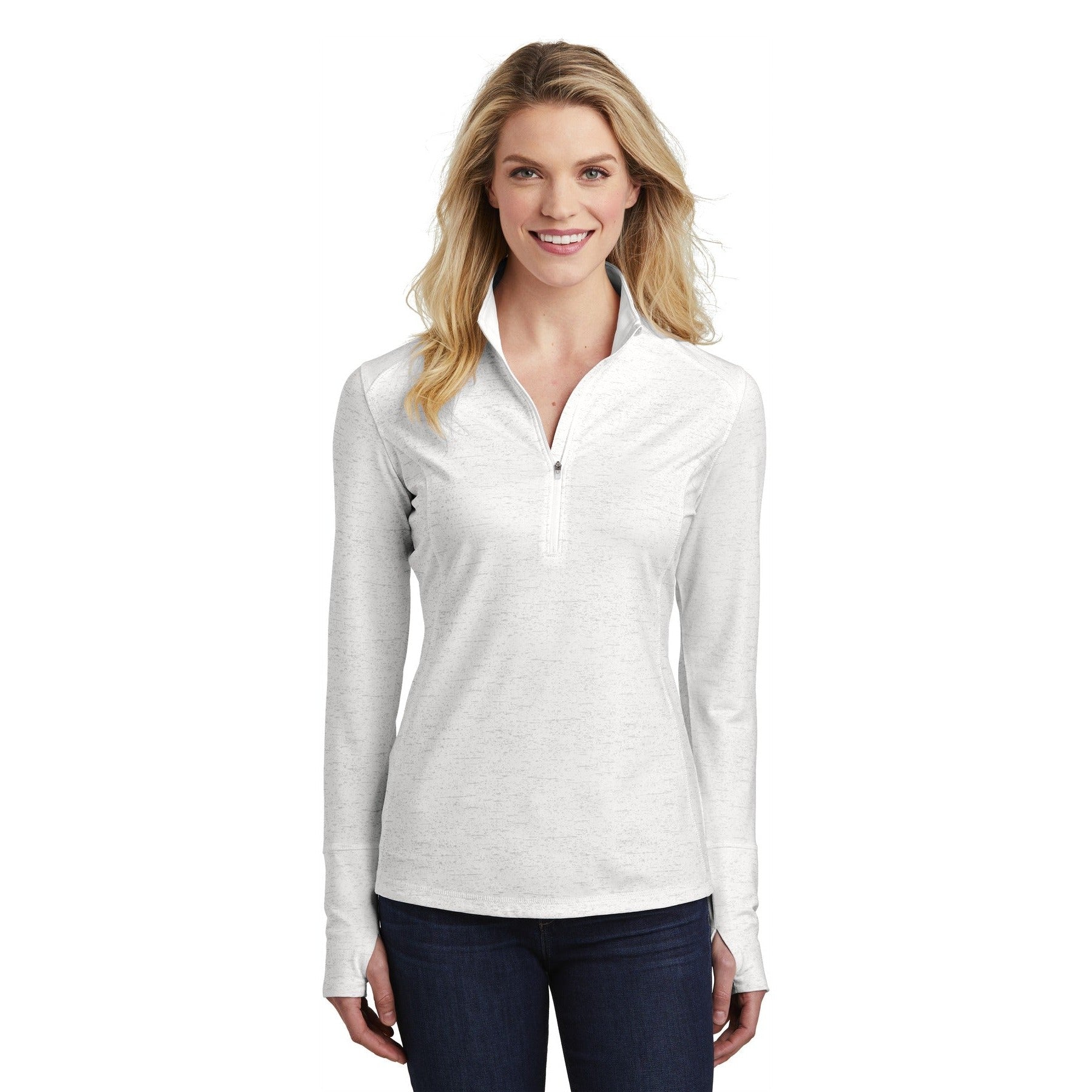 Sport-Tek-Sport-Tek ® Women's Sport-Wick ® Stretch Reflective Heather 1/2-Zip Pullover. LST855-MedTech-4