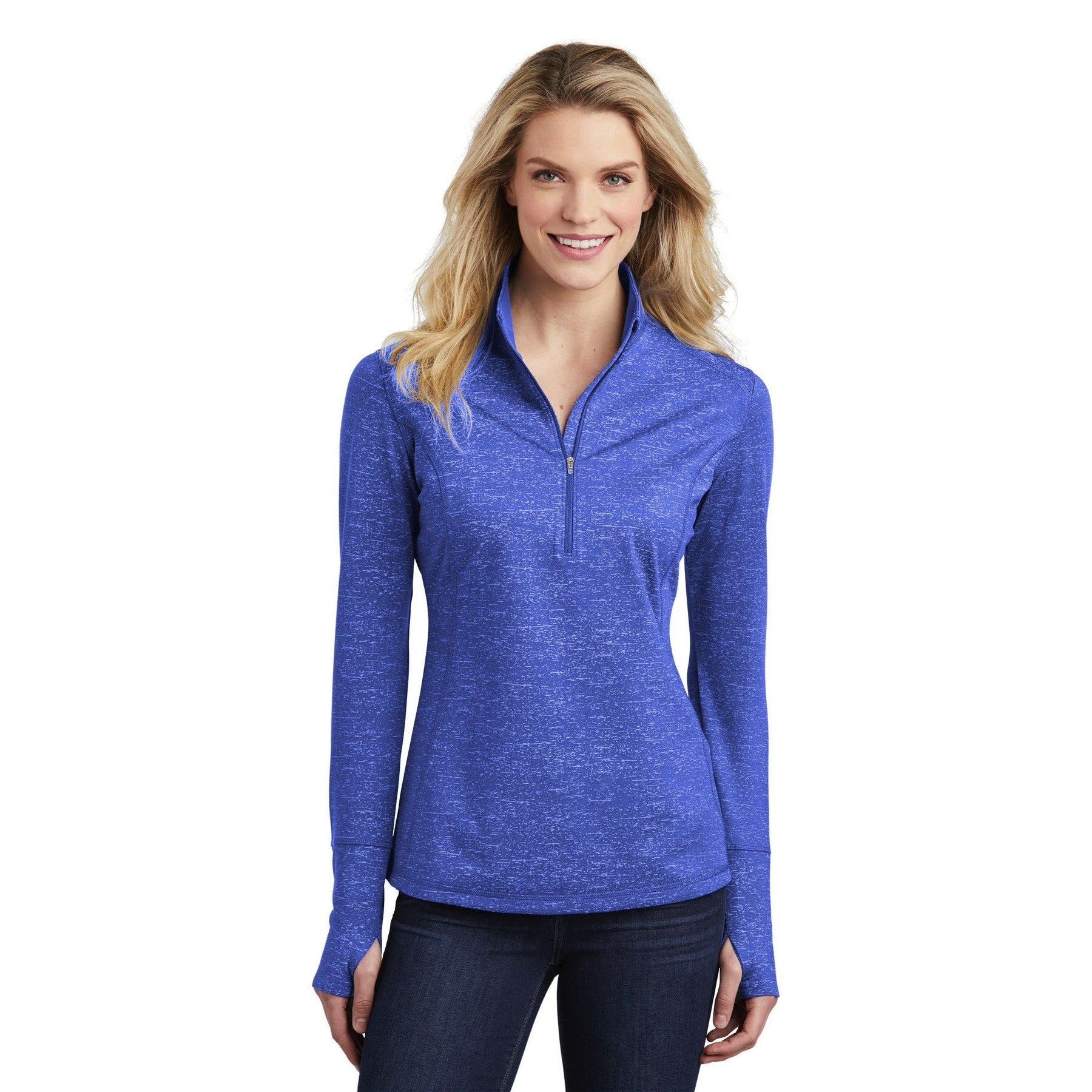 Sport-Tek-Sport-Tek ® Women's Sport-Wick ® Stretch Reflective Heather 1/2-Zip Pullover. LST855-MedTech-3