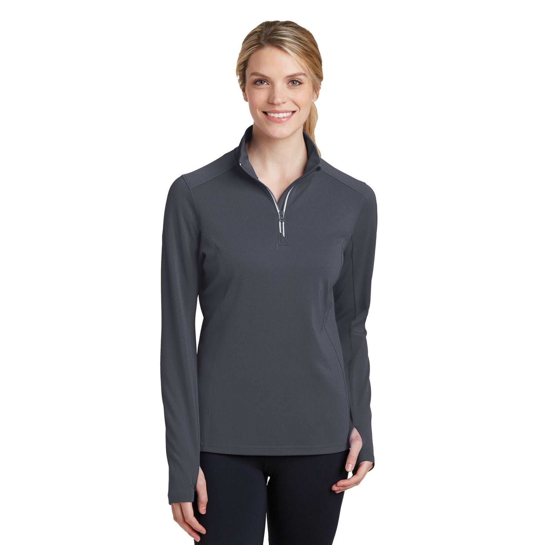 Sport-Tek-Sport-Tek® Women's Sport-Wick® Textured 1/4-Zip Pullover. LST860-MedTech-3