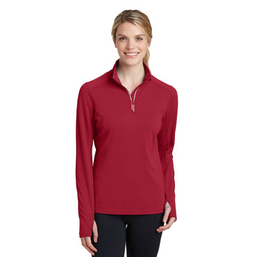 Sport-Tek-Sport-Tek® Women's Sport-Wick® Textured 1/4-Zip Pullover. LST860-MedTech-2