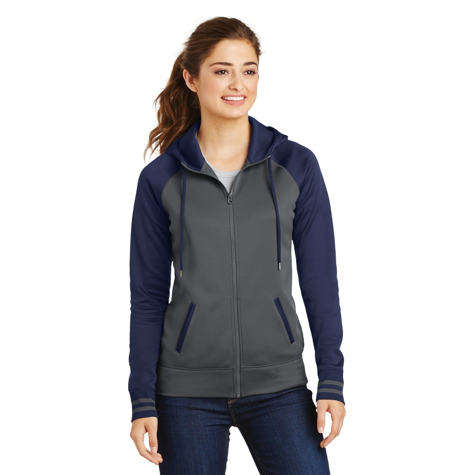 Sport-Tek-Sport-Tek® Women's Sport-Wick® Varsity Fleece Full-Zip Hooded Jacket. LST236-MedTech-5