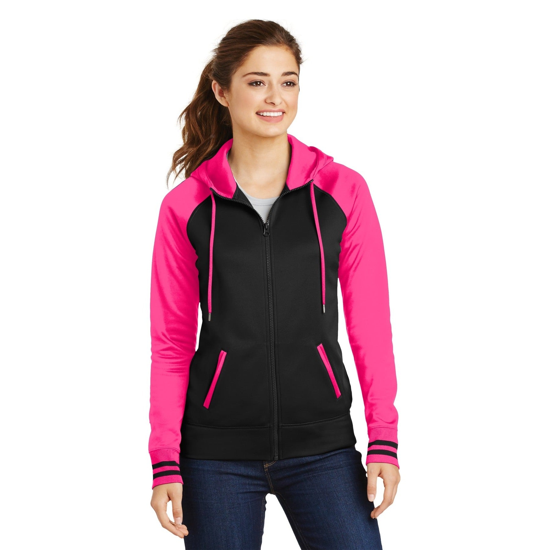 Sport-Tek-Sport-Tek® Women's Sport-Wick® Varsity Fleece Full-Zip Hooded Jacket. LST236-MedTech-3