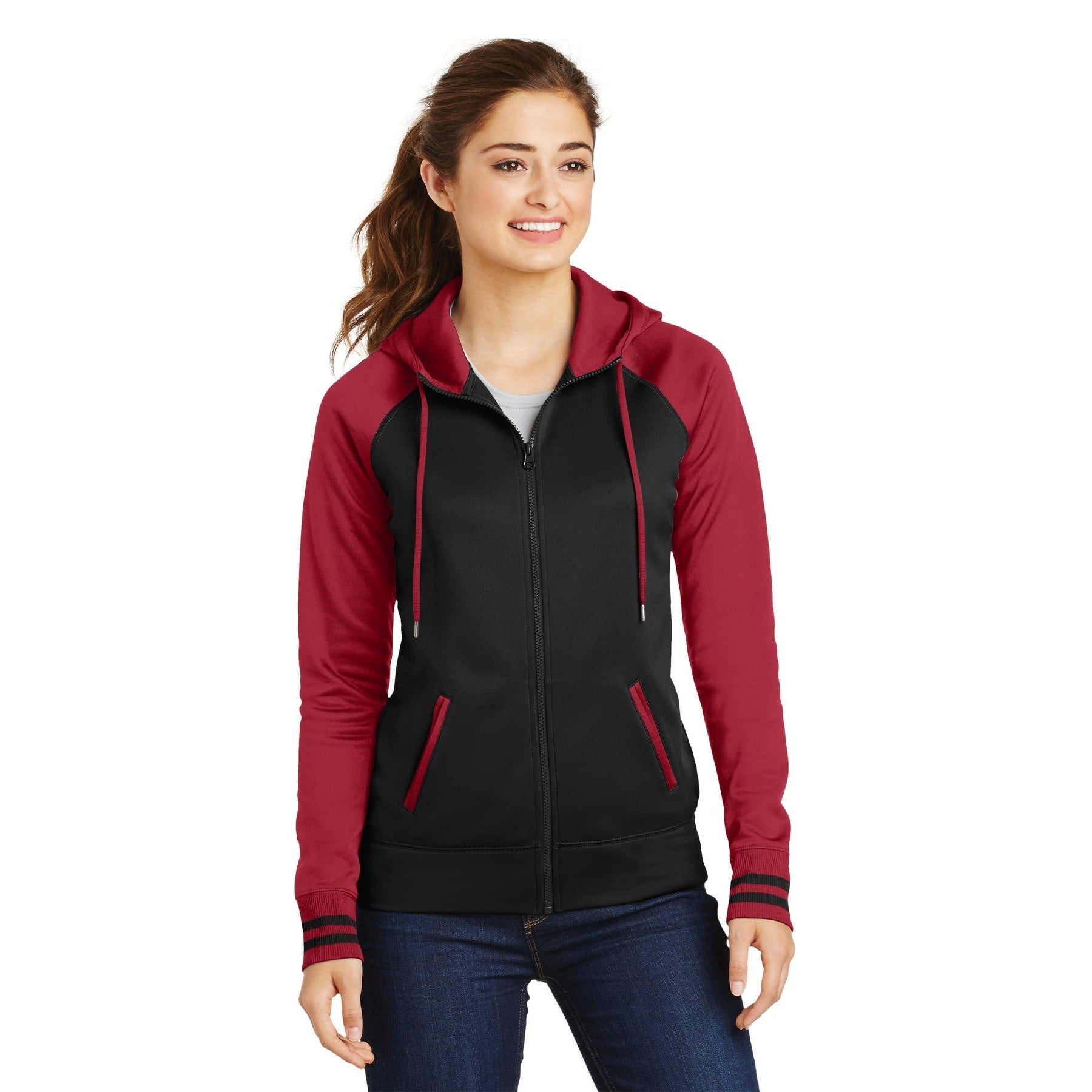 Sport-Tek-Sport-Tek® Women's Sport-Wick® Varsity Fleece Full-Zip Hooded Jacket. LST236-MedTech-2