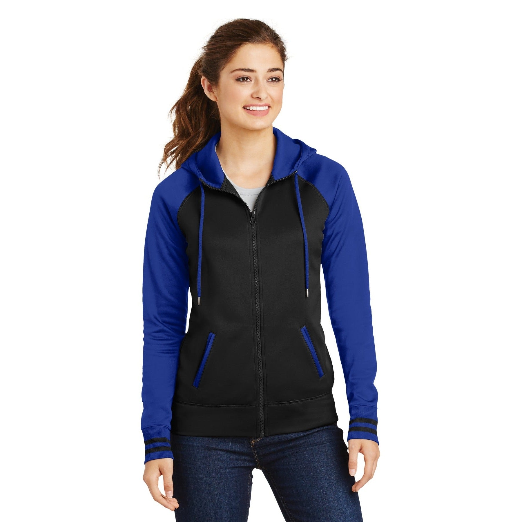 Sport-Tek-Sport-Tek® Women's Sport-Wick® Varsity Fleece Full-Zip Hooded Jacket. LST236-MedTech-4