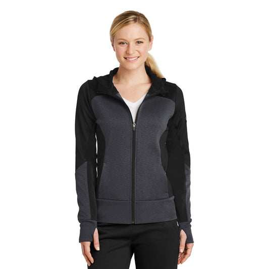 Sport-Tek-Sport-Tek® Women's Tech Fleece Colorblock Full-Zip Hooded Jacket. LST245-MedTech-1