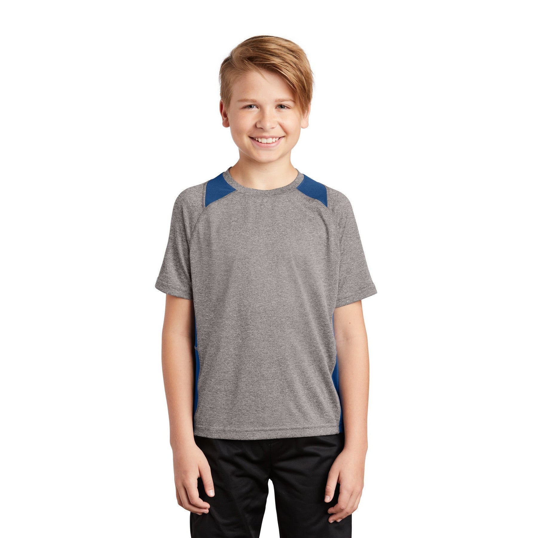 Sport-Tek-Sport-Tek® Youth Heather Colorblock Contender™ Tee. YST361-MedTech-5