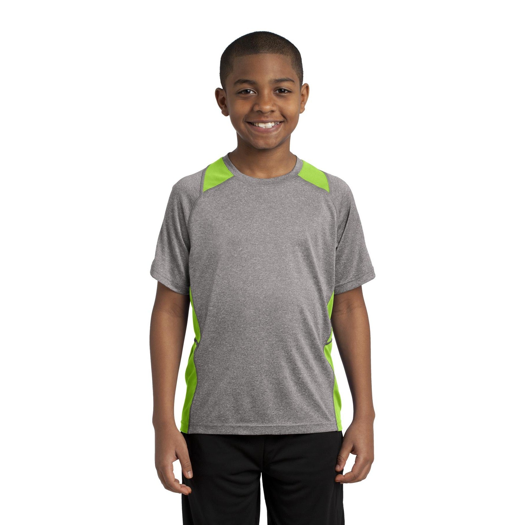 Sport-Tek-Sport-Tek® Youth Heather Colorblock Contender™ Tee. YST361-MedTech-4