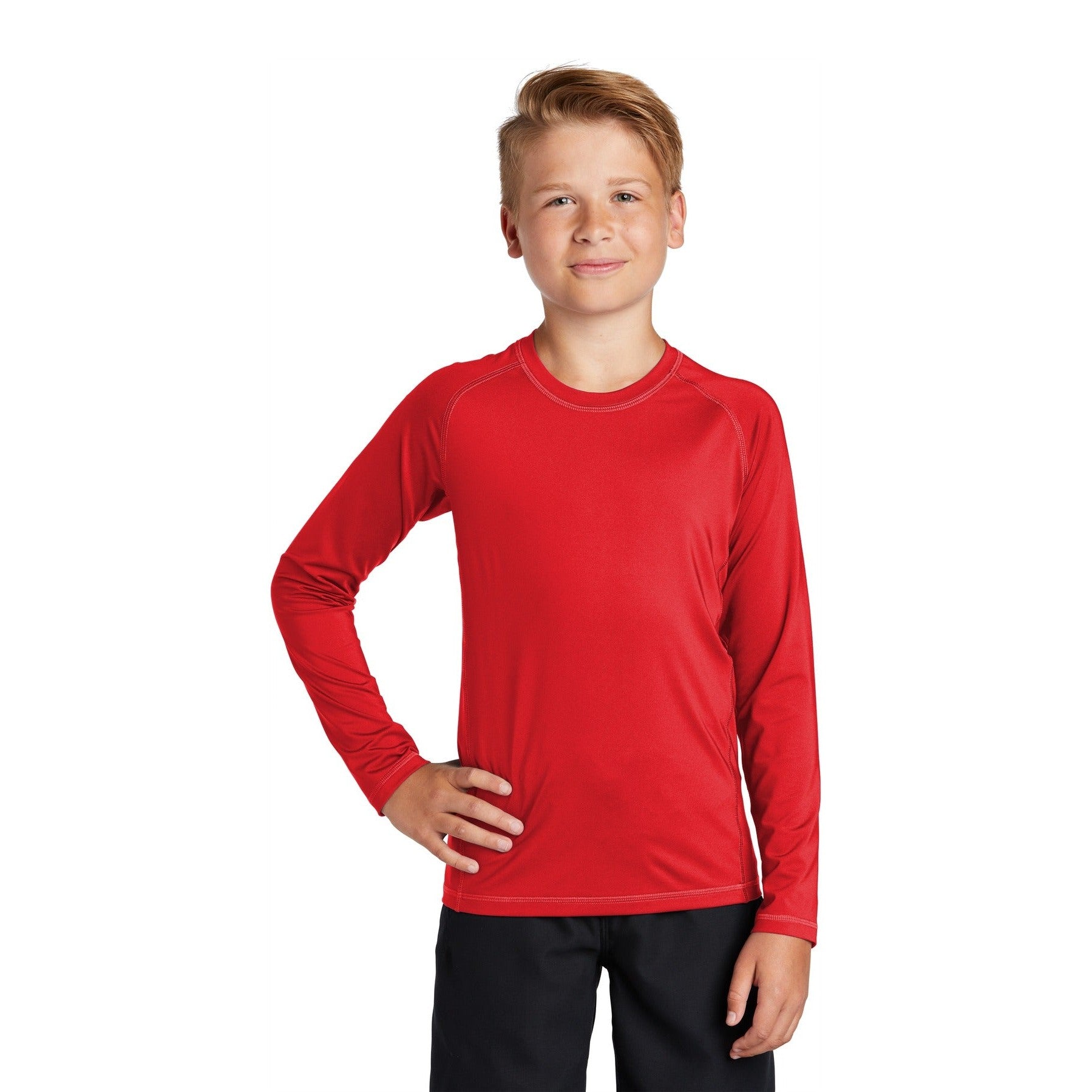 Sport-Tek-Sport-Tek ® Youth Long Sleeve Rashguard Tee. YST470LS-MedTech-3