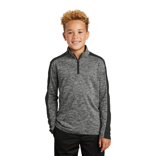 Sport-Tek-Sport-Tek ® Youth PosiCharge ® Electric Heather Colorblock 1/4-Zip Pullover. YST397-MedTech-1