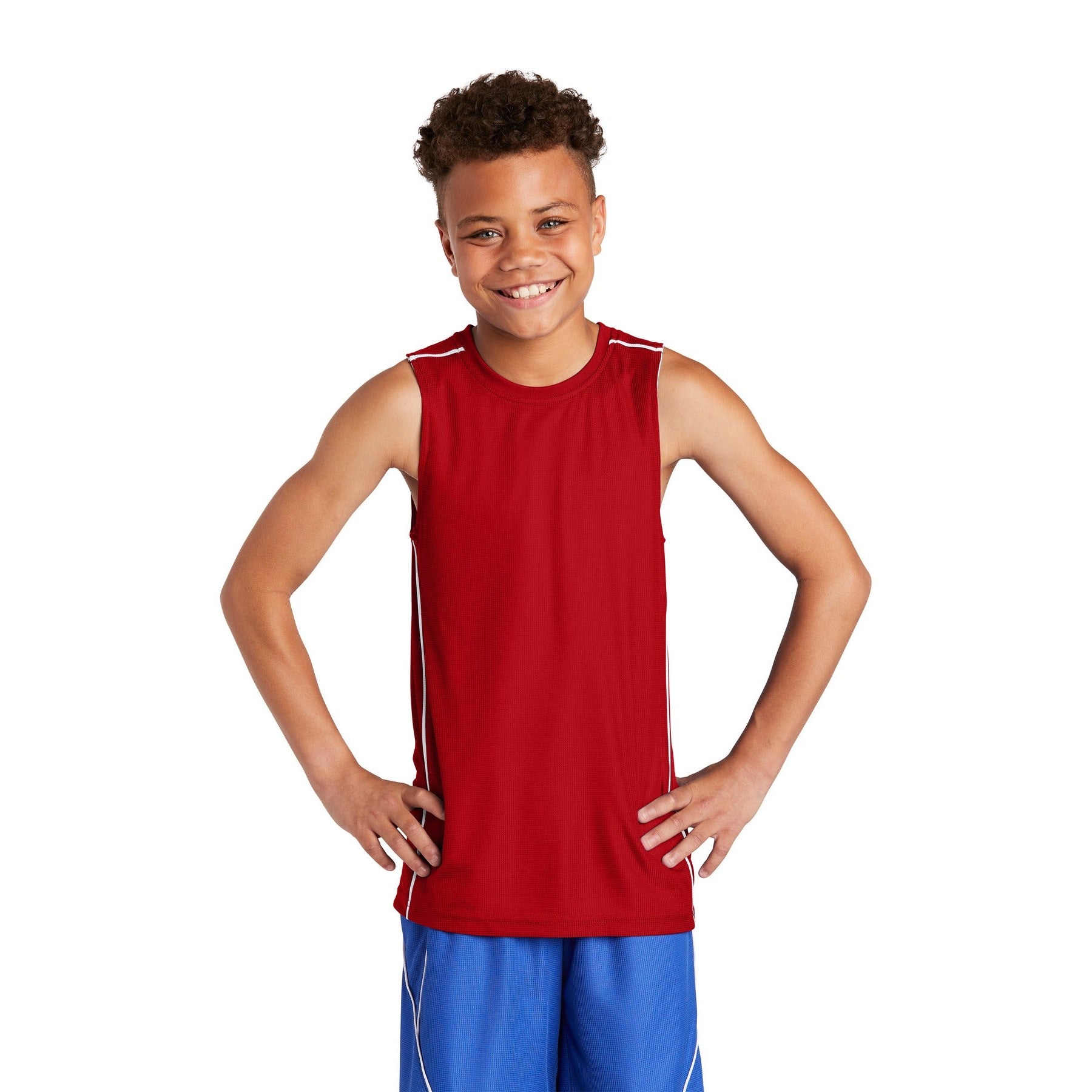 Sport-Tek-Sport-Tek® Youth PosiCharge® Mesh Reversible Sleeveless Tee. YT555-MedTech-3