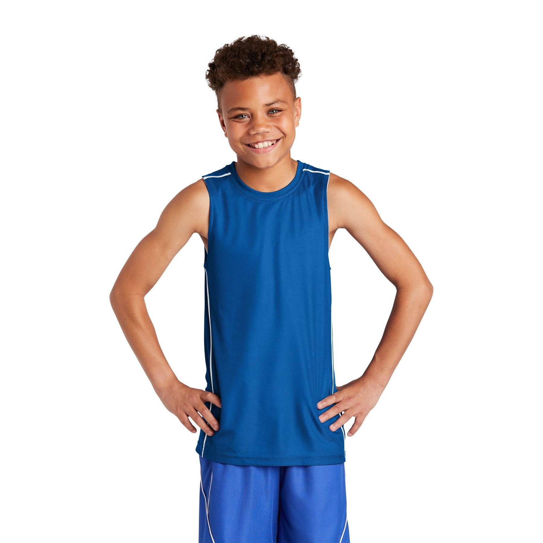 Sport-Tek-Sport-Tek® Youth PosiCharge® Mesh Reversible Sleeveless Tee. YT555-MedTech-4
