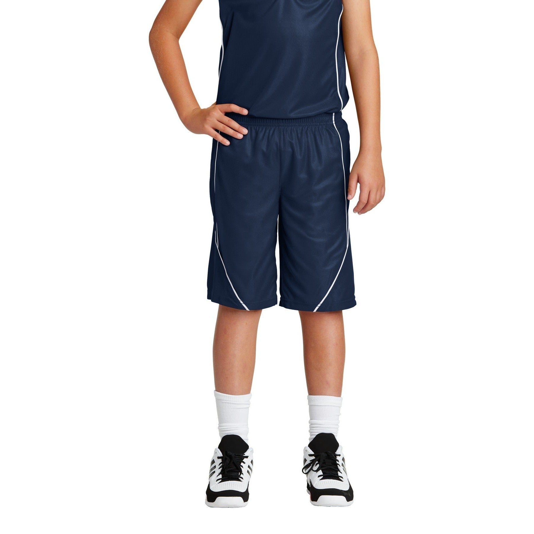 Sport-Tek-Sport-Tek® Youth PosiCharge® Mesh Reversible Spliced Short. YT565-MedTech-2