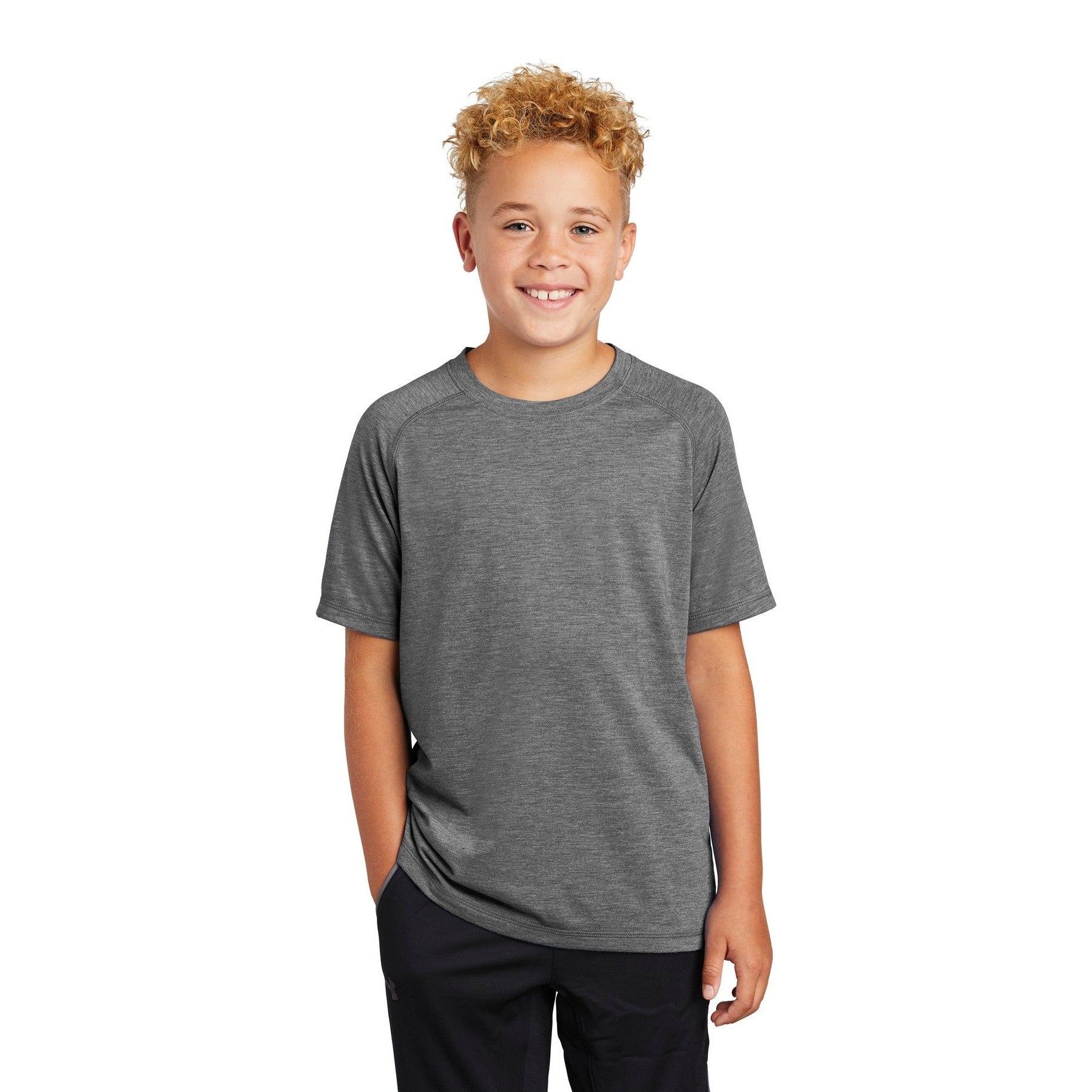 Sport-Tek-Sport-Tek ® Youth PosiCharge ® Tri-Blend Wicking Raglan Tee. YST400-MedTech-2