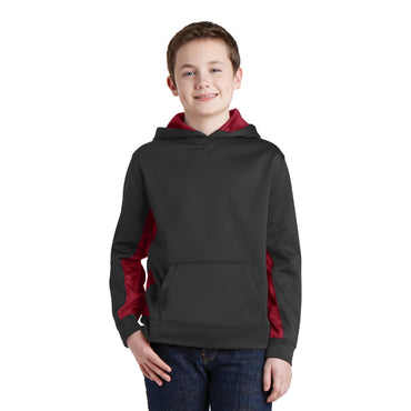 Sport-Tek-Sport-Tek® Youth Sport-Wick® CamoHex Fleece Colorblock Hooded Pullover. YST239-MedTech-2