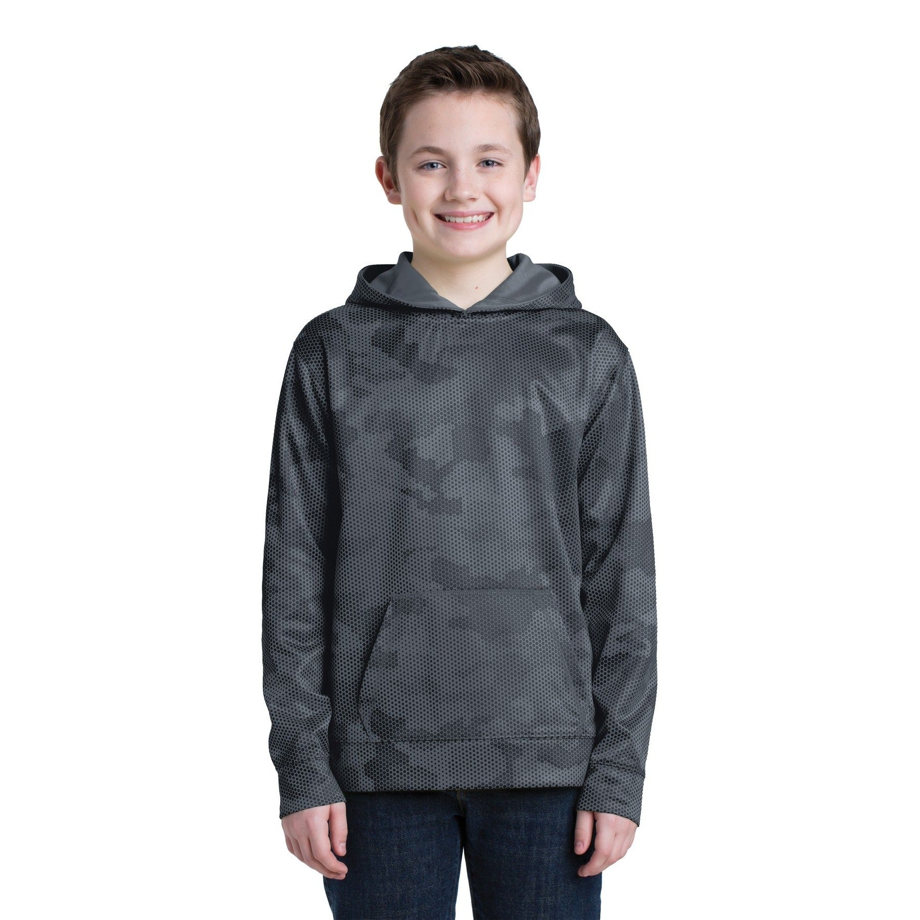 Sport-Tek-Sport-Tek® Youth Sport-Wick® CamoHex Fleece Hooded Pullover. YST240-MedTech-1