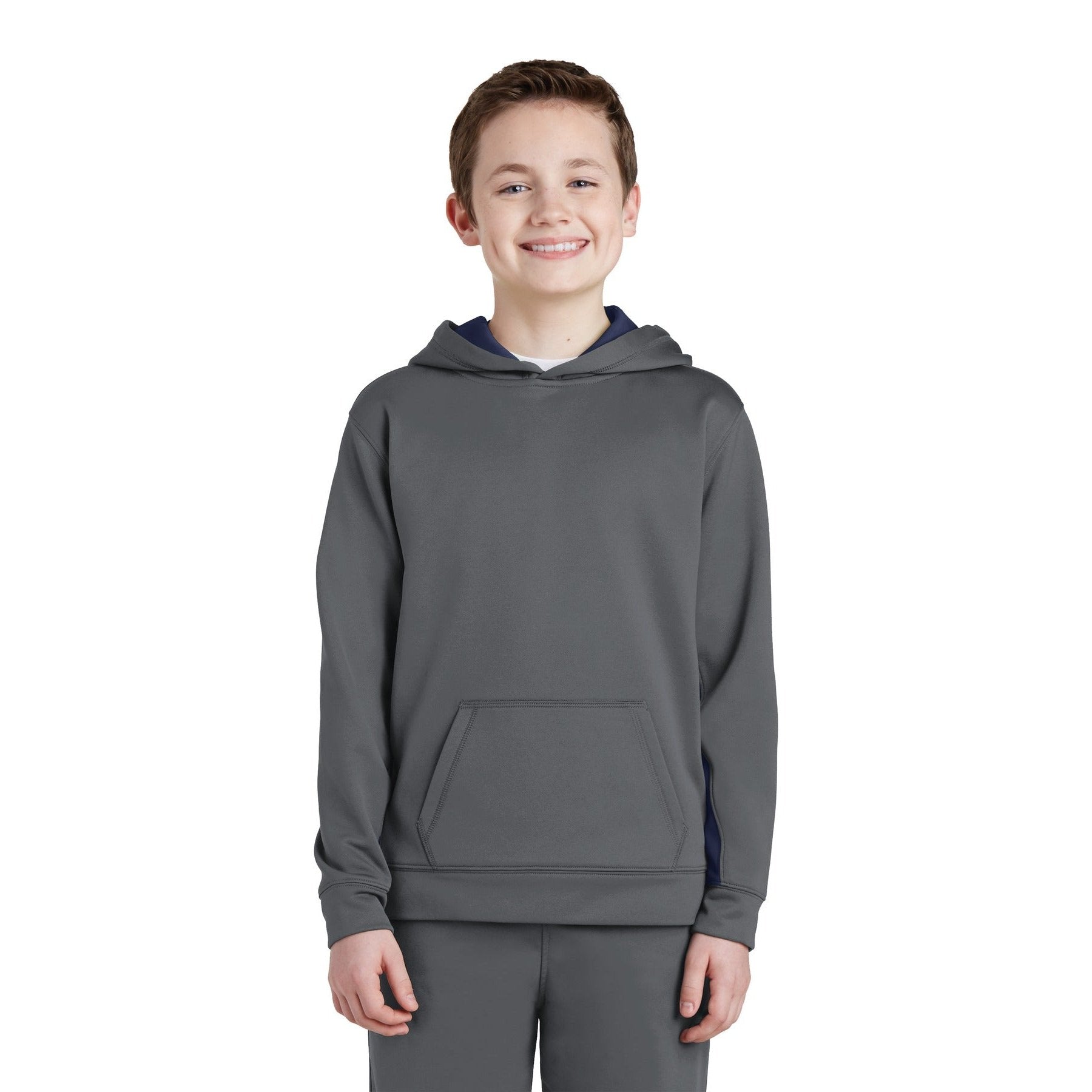 Sport-Tek-Sport-Tek® Youth Sport-Wick® Fleece Colorblock Hooded Pullover. YST235-MedTech-5