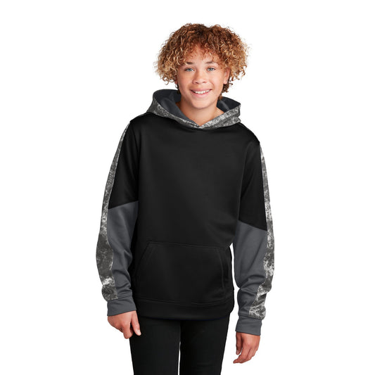 Sport-Tek-Sport-Tek® Youth Sport-Wick® Mineral Freeze Fleece Colorblock Hooded Pullover. YST231-MedTech-1