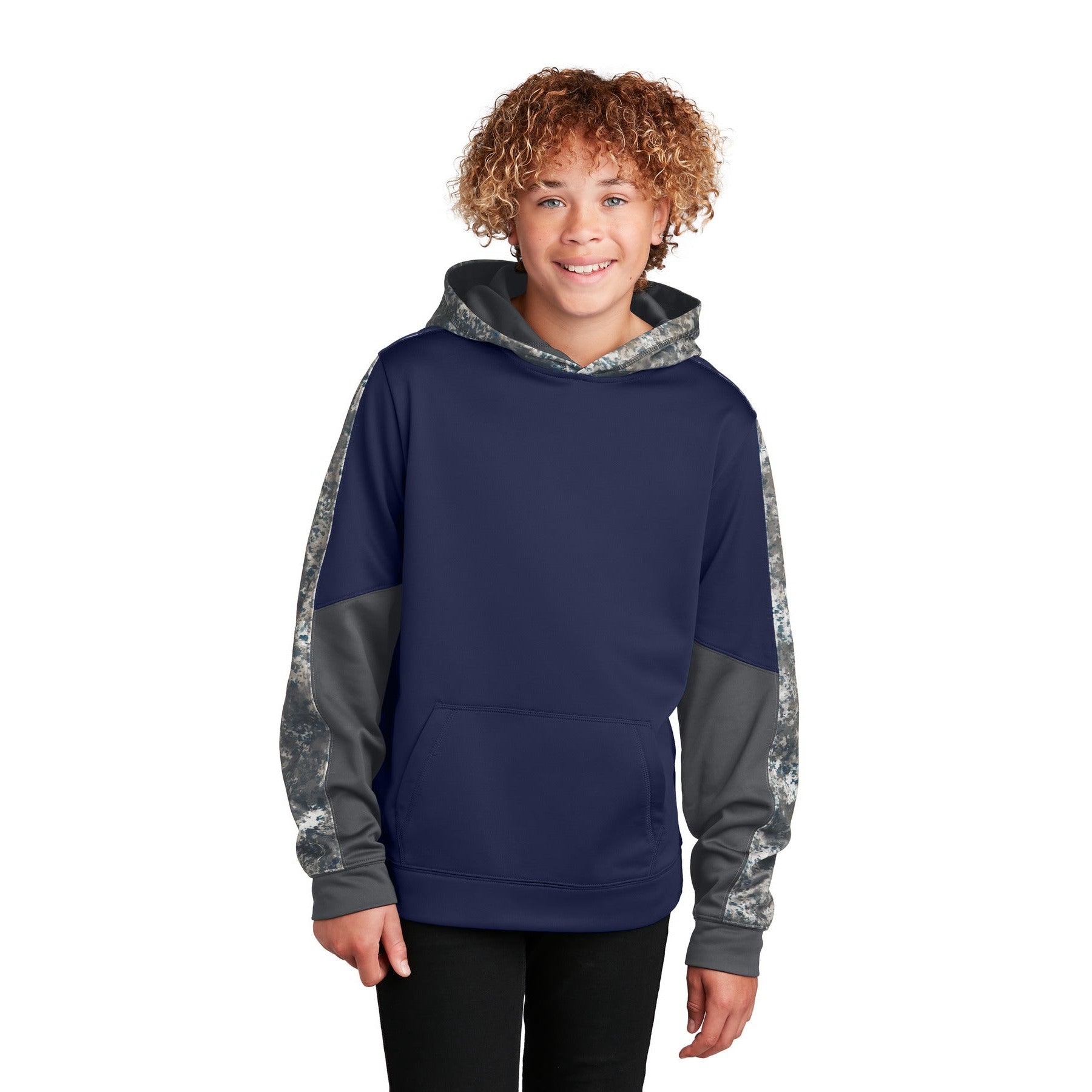 Sport-Tek-Sport-Tek® Youth Sport-Wick® Mineral Freeze Fleece Colorblock Hooded Pullover. YST231-MedTech-3
