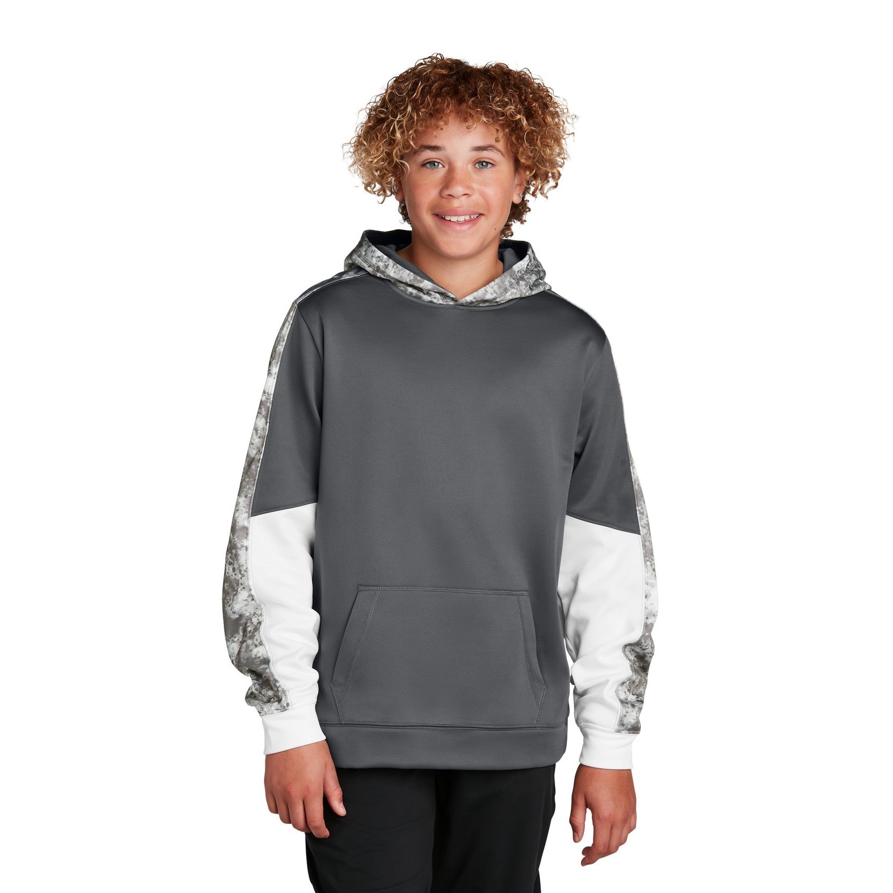 Sport-Tek-Sport-Tek® Youth Sport-Wick® Mineral Freeze Fleece Colorblock Hooded Pullover. YST231-MedTech-2