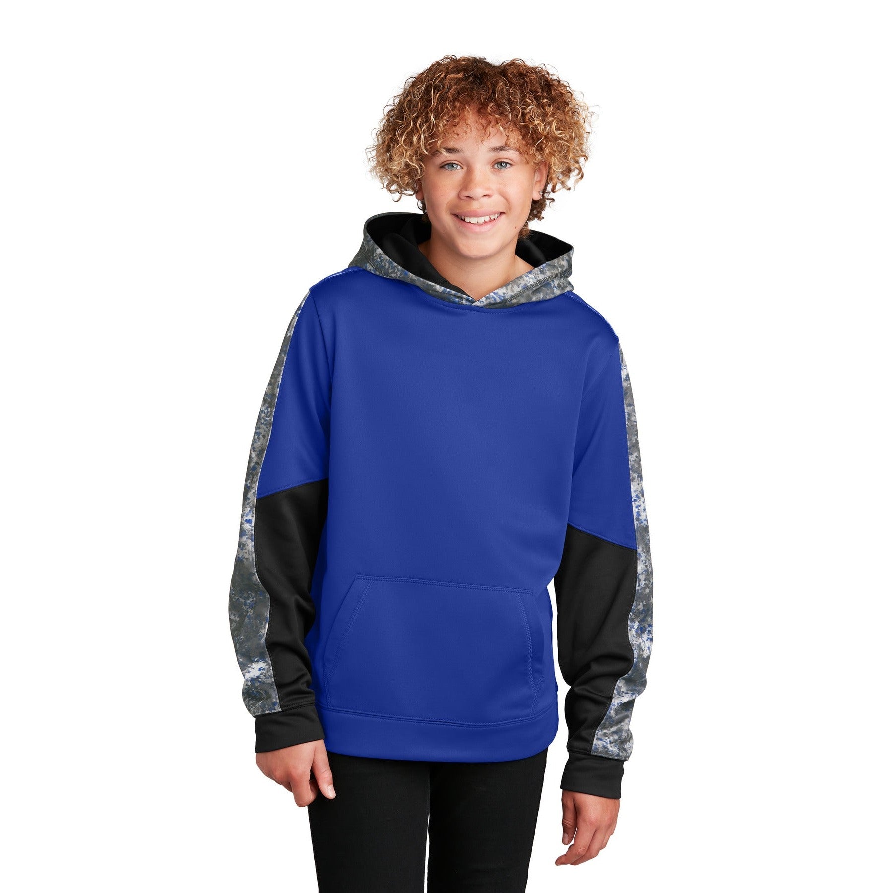 Sport-Tek-Sport-Tek® Youth Sport-Wick® Mineral Freeze Fleece Colorblock Hooded Pullover. YST231-MedTech-4