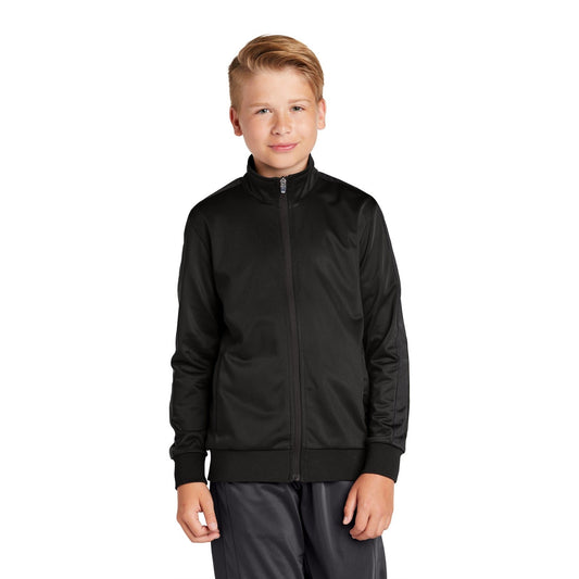 Sport-Tek-Sport-Tek ® Youth Tricot Sleeve Stripe Track Jacket. YST94-MedTech-1