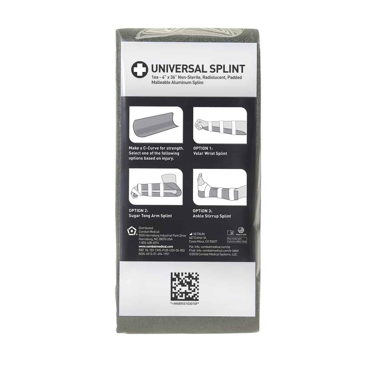 Safeguard Medical-Universal Splint - Olive Drab flat-MedTech-1