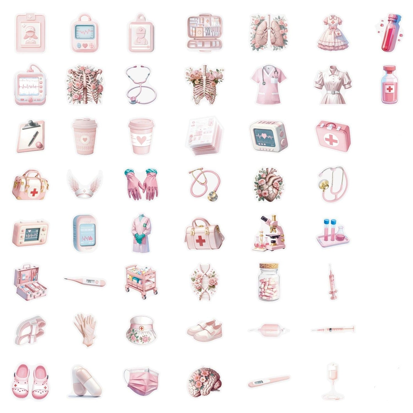MedTech- 50 Pcs Pink Medical Stickers